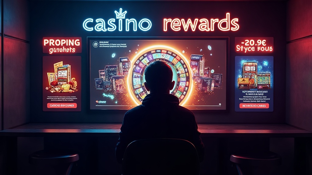 Ongoing casino promotions displayed on a glowing rewards board